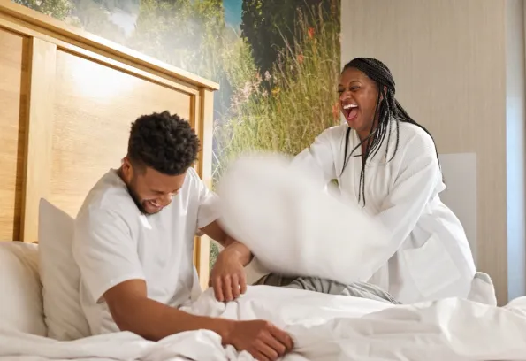 Couple in hotel room