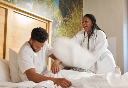 Couple in hotel room