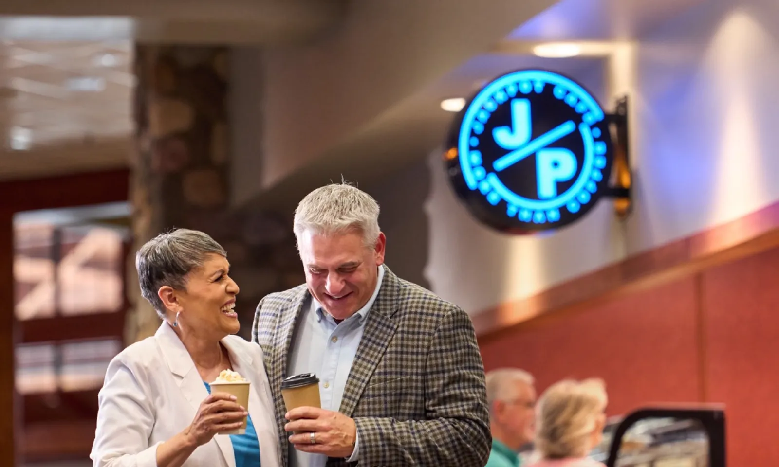 A couple enjoying coffee
