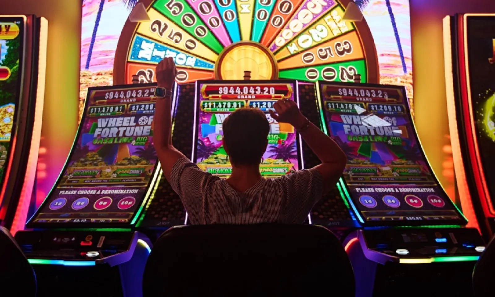 Person playing slot machine